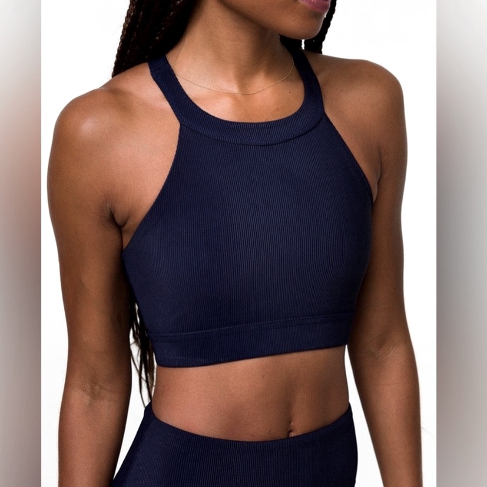 Onzie Ribbed High Neck Sport Crop Bra